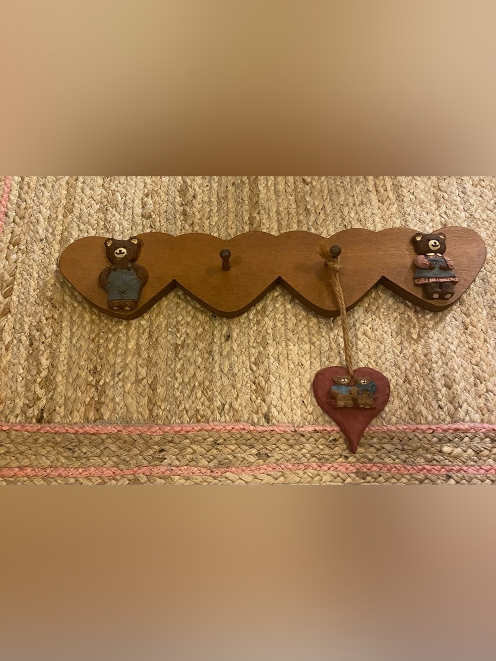 Vintage 90s Country Wooden
Teddy Bear Peg wall rack countrycore 
Cottagecore